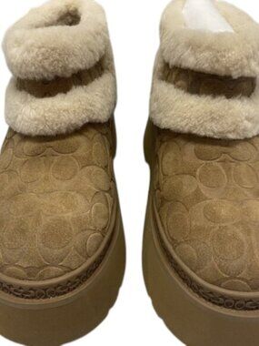 NEW COACH Women’s Christina Shearling Booties – Tobacco – Size 11